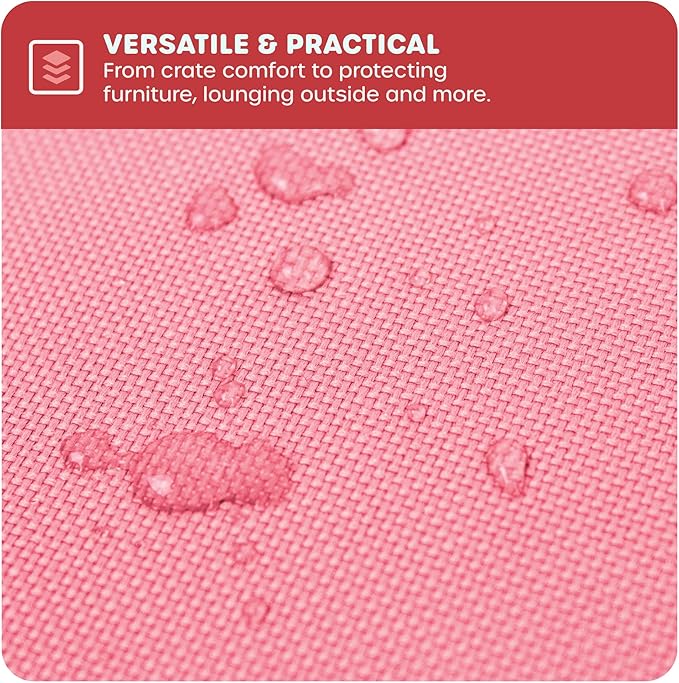 Downtown Pet Supply Dog Crate Pad, 29" x 20" - Waterproof, Ripstop Nylon Dog Crate Mat Chew Proof and Machine Washable - Dark and Light Pink - M