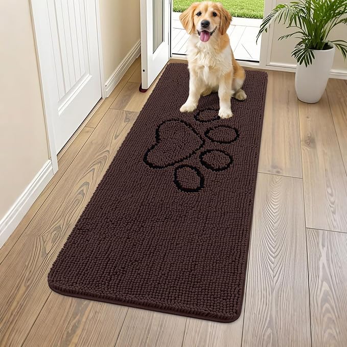 Smiry Dog Door Mat for Muddy Paws, Absorbent Dirt Trapper Non Slip Quick Dry