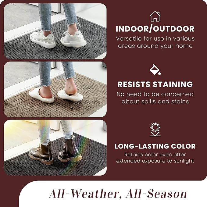 Mibao Front Door Mat Indoor Outdoor Entrance, Dirt Trapping Waterproof