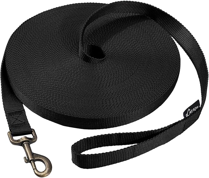 HIKISS Long Dog Leash Obedience Recall Training Agility Lead with Thickening Material for Large Dog - 15ft 20ft 30ft 50ft 100ft Training Leash(Black 100ft)