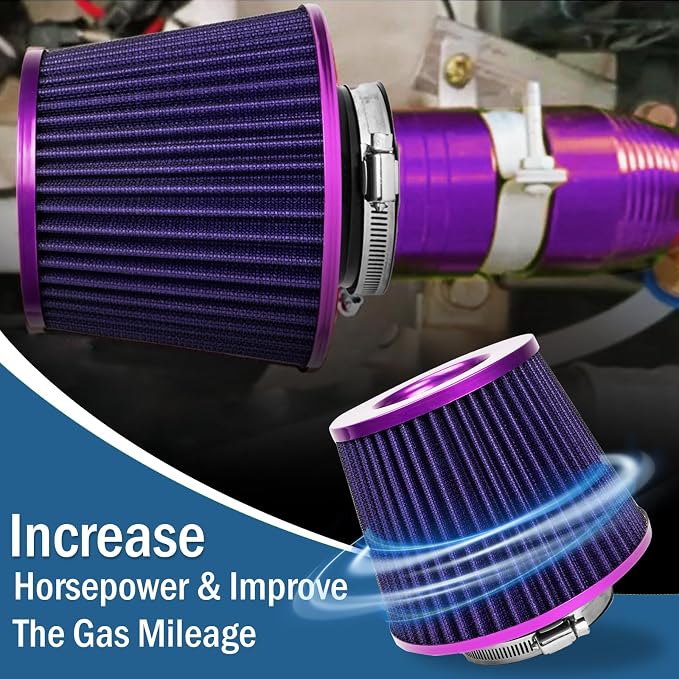 Universal Clamp-On Air Intake Filter, High Performance, Washable Filter