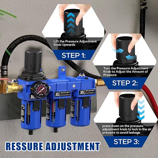 NEWPO 1/2'' NPT Compressed Air Filter Regulator Lubricator Combo