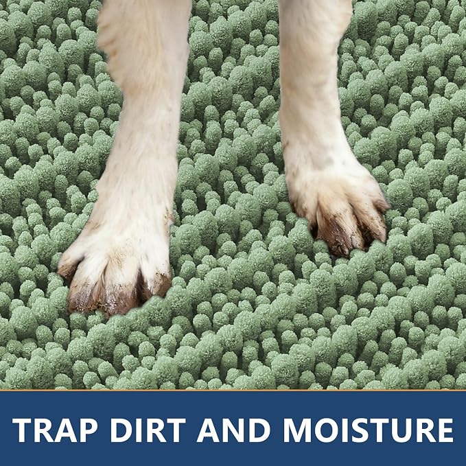 Smiry Dog Door Mat for Muddy Paws 30x20, Absorbent Dirt Trapper, Non-Slip