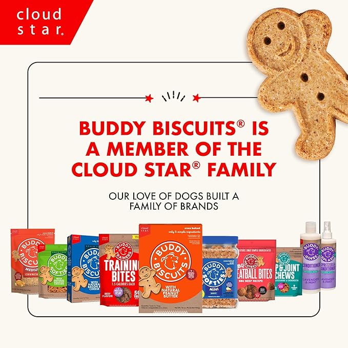 Buddy Biscuits Crunchy Medium Dog Treats, Peanut Butter, 12 oz. Bag