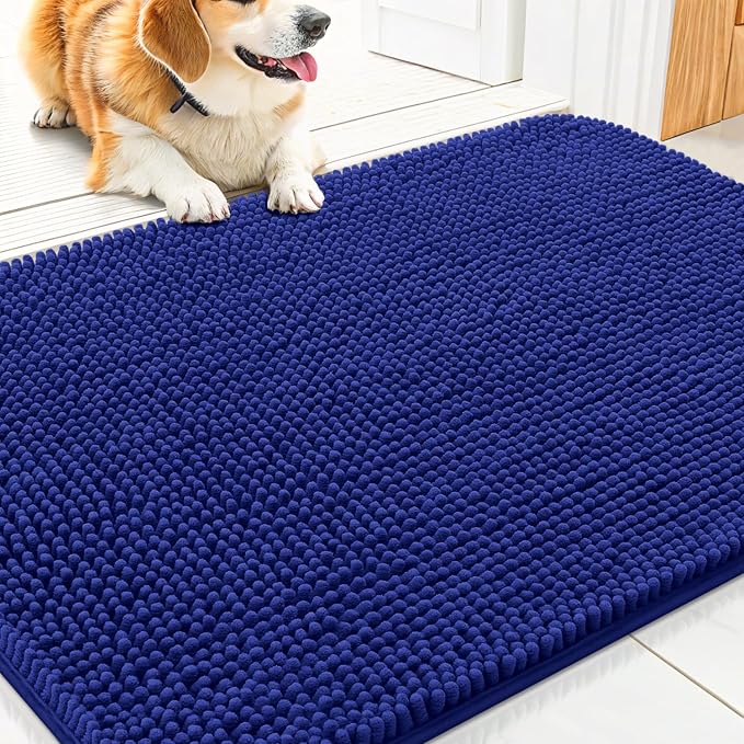Smiry Dog Door Mat for Muddy Paws 30x20, Absorbent Dirt Trapper, Non-Slip