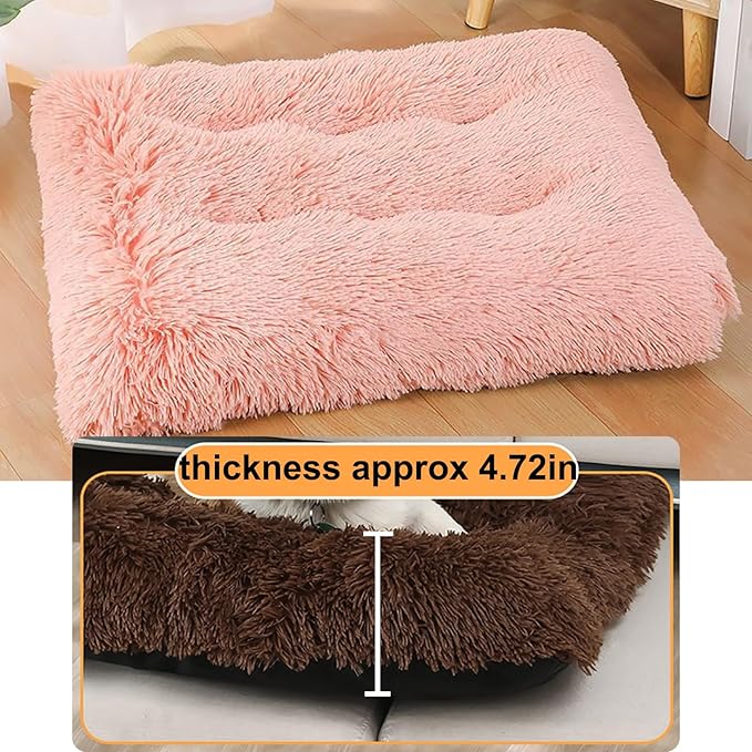 Dog Crate Mat, Dog Bed for Large Dogs, Comfy Fluffy Kennel Pad Anti-Slip for Dog beds & Furniture, Quilted Dog Bed for Pets for Medium/Small Dogs Cats (Color : Pink 2, Size : 36x25)