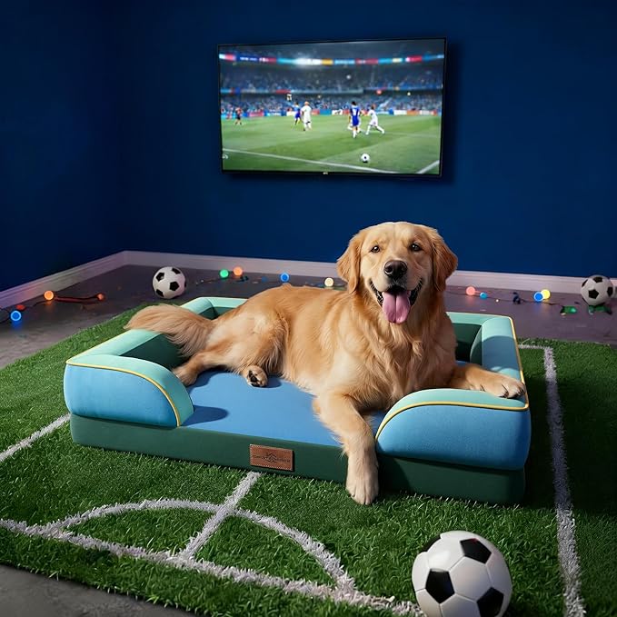 Comfort Expression Orthopedic Dog Bed for Large Dogs 36x27 Inch, Waterproof Egg Crate Foam Large Pet Bed with Removable Bolsters, Dog Couch with Washable Cover & Non-Slip Bottom, Dallas