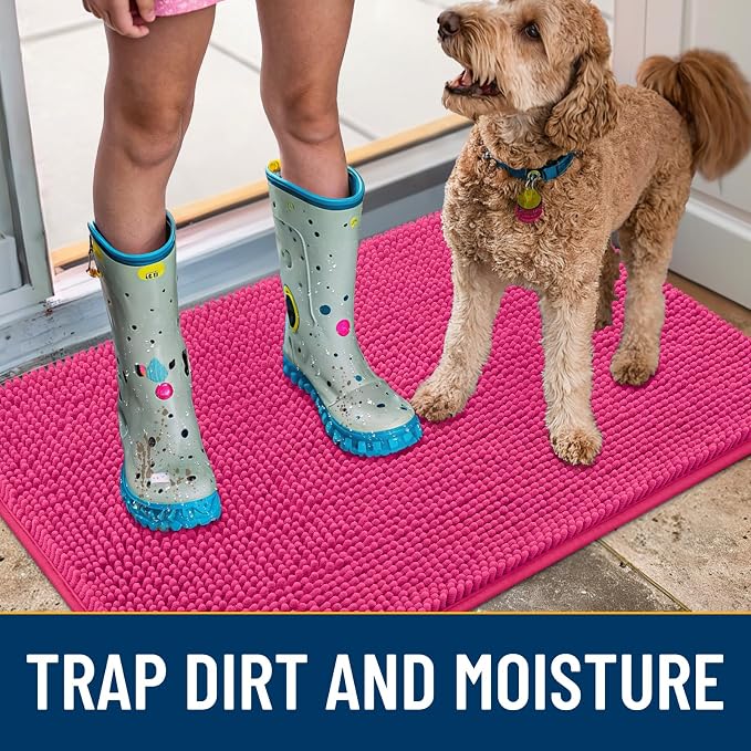 Smiry Dog Door Mat for Muddy Paws 47x24, Absorbent Dirt Trapper, Non-Slip