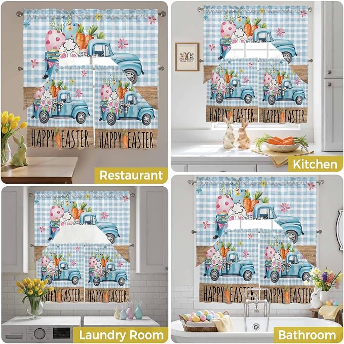 Swag Valance Curtains, Easter Truck