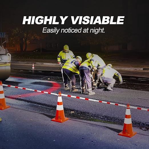 RoadHero 2 Pack 4 FT to 6.9 FT Retractable Cone Bar, Expandable Traffic Cone Bars for Parking Lots, Extendable Barricade for Road Construction, White and Red, Cone Not Included