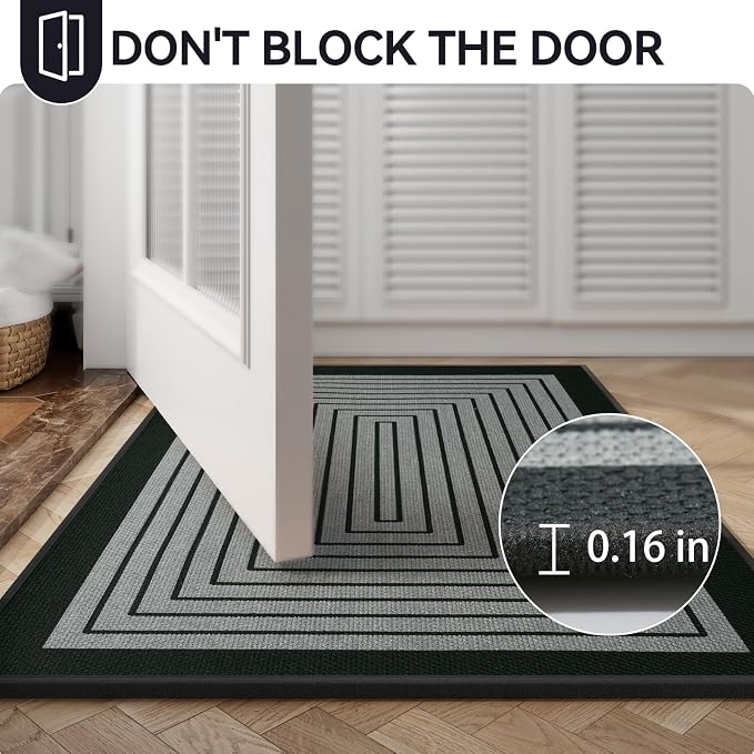 Front Door Mat 24''x35'', Absorbent Dirt Resist Washable Non Slip Low-Profile