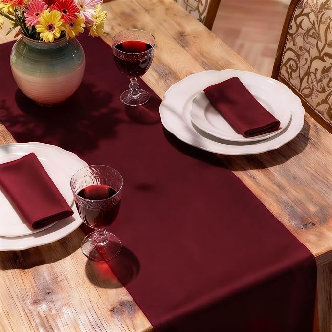 MEANMOY Burgundy Table Runner 36 Inches Long Waterproof Table Runners |