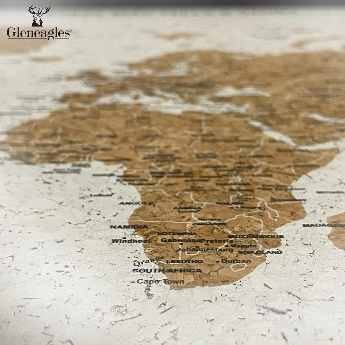 Gleneagles World Travel Map Pin Board - Beige Cork, 70 Pins, Wall Decor