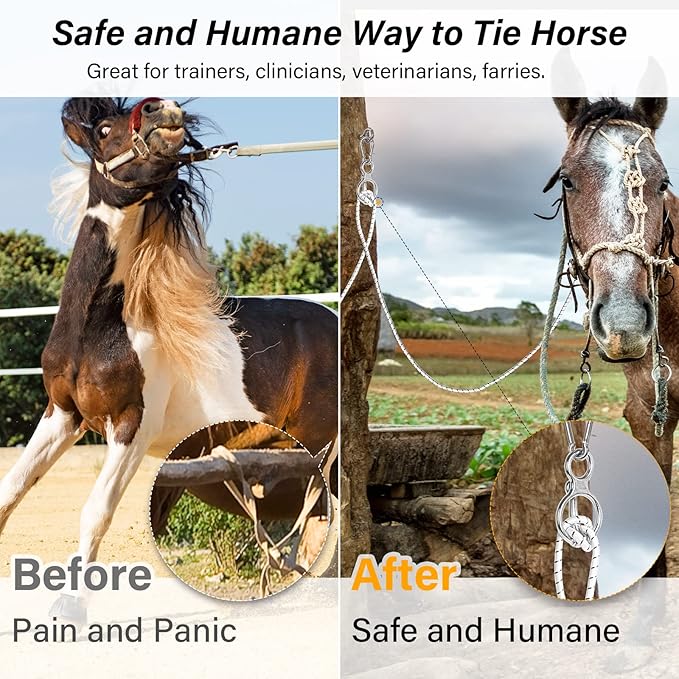 Horse Tie Ring, Horse tack and Supplies, Safe Horse Accessories,Horse Training Equipment with Eye Bolt,Quick snap,Humane Way Tie Ring,Prevent Horses from Pulling Back,Durable Steel，3 Pakcs