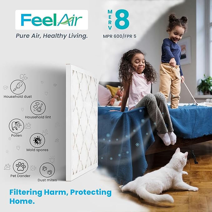 12x12x1 Air Filter, MERV 8, 6 Pack – Premium Pleated HVAC & Furnace Filter