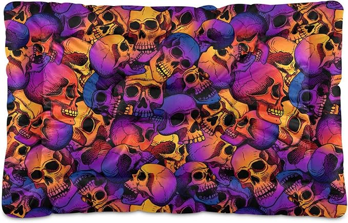 Pet Bed Purple Skull Dog Bed Mat Absorbing Non Slip Pad Pet Sleeping Mat for Small, Medium, and Large Dogs Puppy Cat 36 in x 24 in