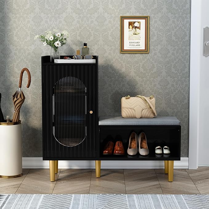 HLR Storage Bench Set of 2, L-Shaped Storage Cabinet