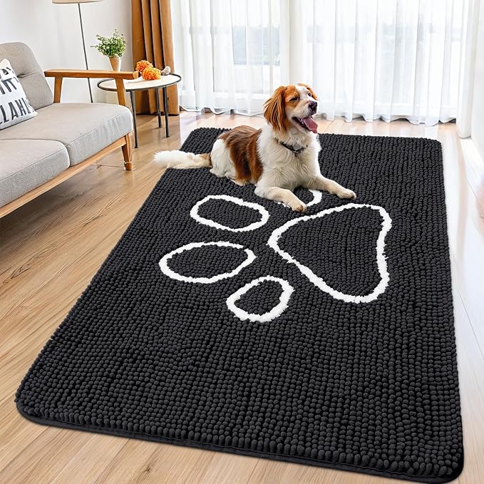 Smiry Dog Door Mat for Muddy Paws, Absorbent Dirt Trapper Non Slip Quick Dry