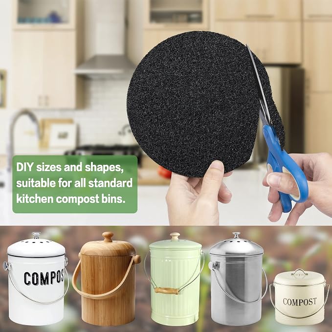 MyLifeUNIT 16 Pack Compost Bin Filter, Kitchen Compost Pail Charcoal Filter