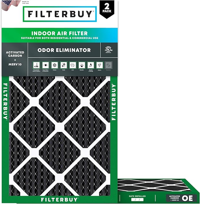 Filterbuy 10x20x1 Air Filter MERV 10 Odor & Allergy Defense