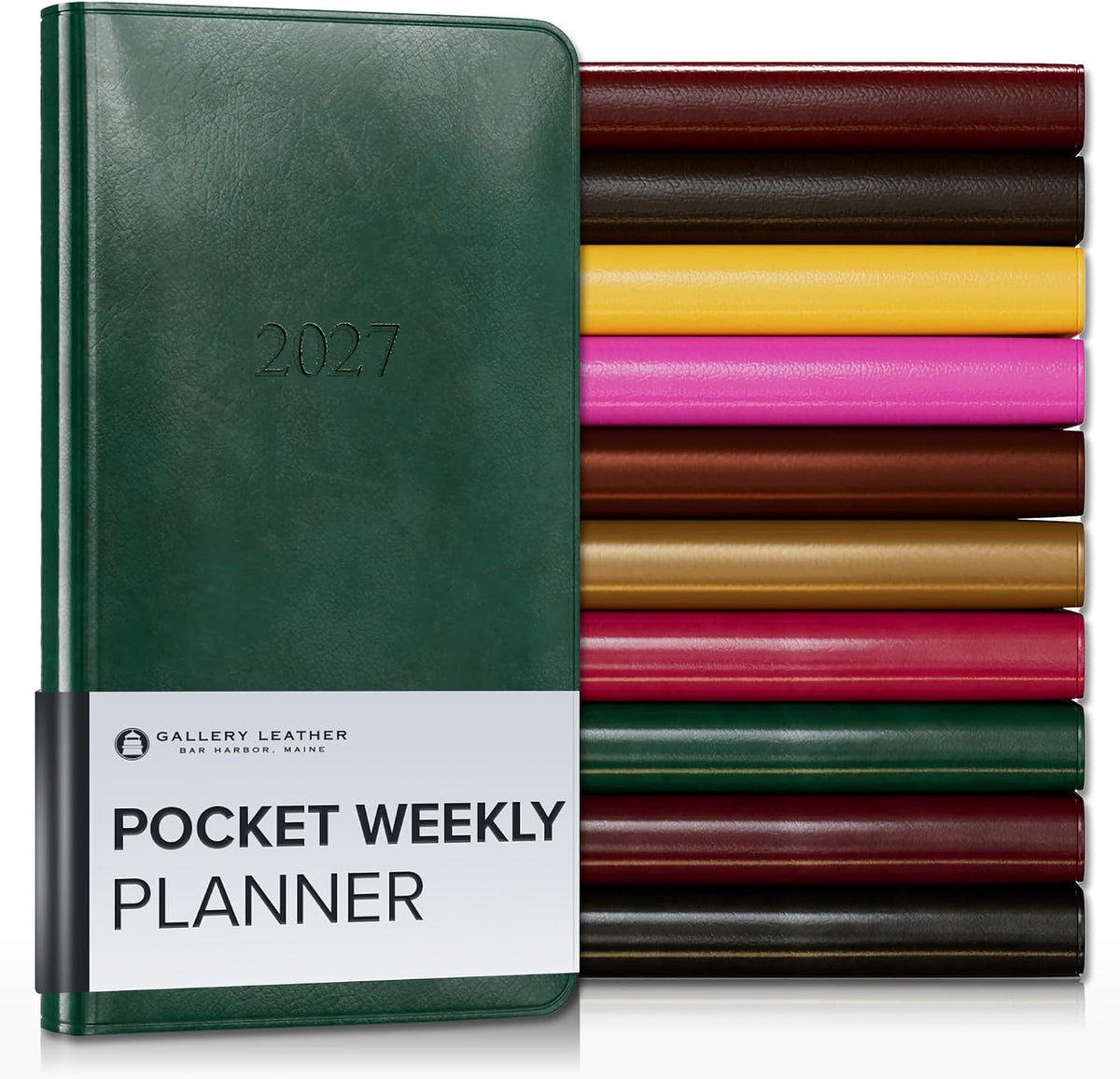 Gallery Leather Pocket Weekly Planner 2026-2027 Acadia Green