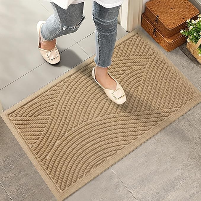 HIYARD Sturdy Front Door Mat, Absorbent Muddy Dirt Resist Welcome Door Mats