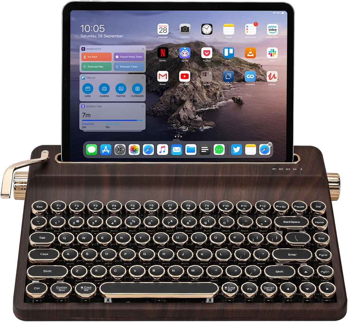 YUNZII QL75 Retro Typewriter Hot Swap RGB Keyboard (Wood, Onyx Switch)