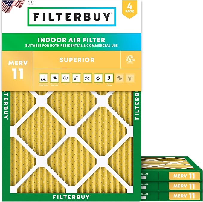 Filterbuy 30x36x1 Air Filter MERV 11 Superior Pet & Allergy Defense,