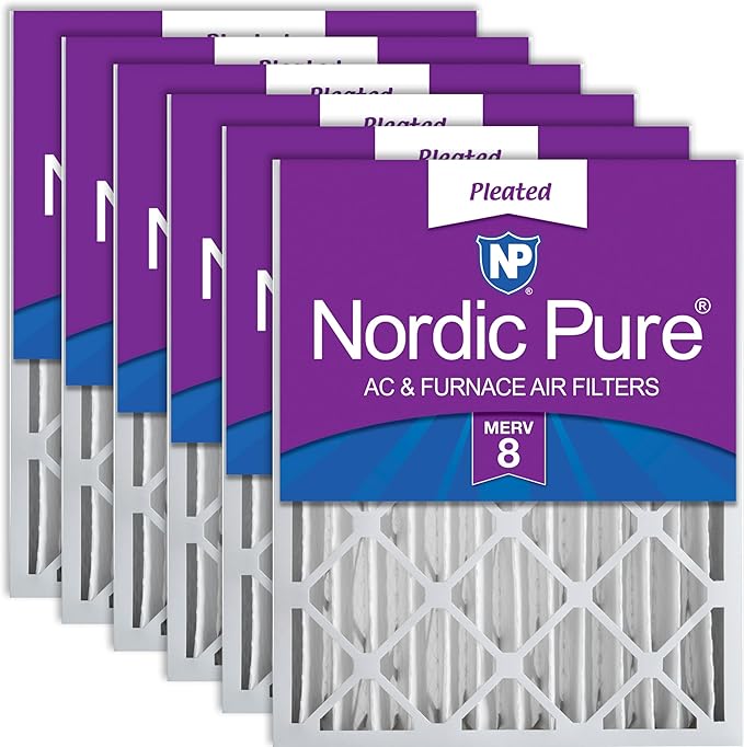 Nordic Pure 20x20x4 Pleated MERV 8 Air Filters 6 Pack