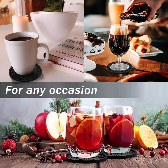 Silicone Coasters for Drinks, Resistant Reusable Drink Coasters-Great Gift for