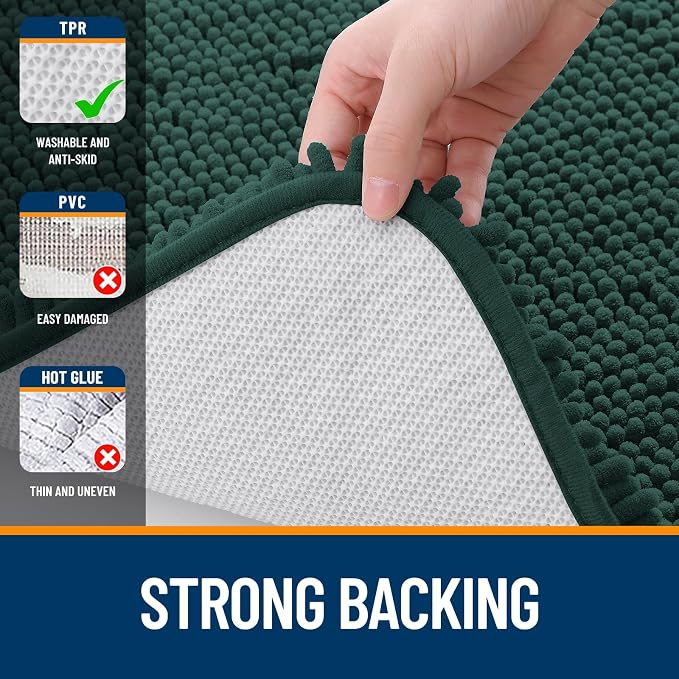 OLANLY Bathroom Runner Rugs 47x20, Soft Absorbent Chenille Bath Rugs, Rubber