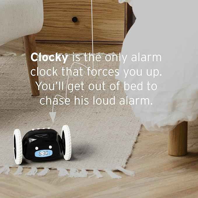 CLOCKY Extra Loud Alarm Clock for Heavy Sleepers on Wheels Rolls Runs Away