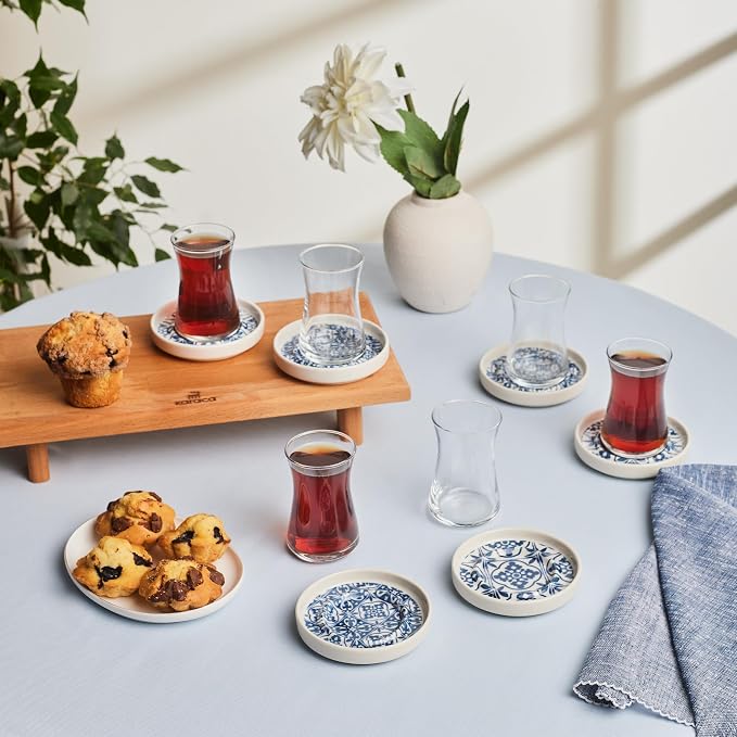 KARACA Mavili Turkish Tea Cups Set