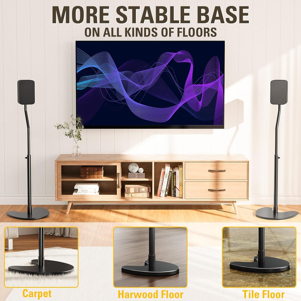 Mounting Dream Height Adjustable Speaker Stands, One Pair Floor Stands