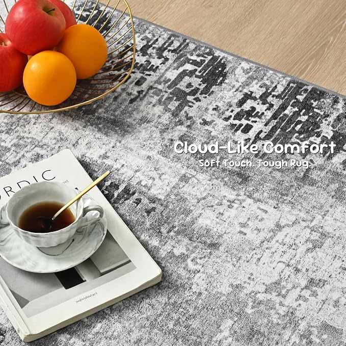 Entryway Rug 3x4 Grey Bedroom Area Rug Washable Non Slip Abstract Boho Rugs