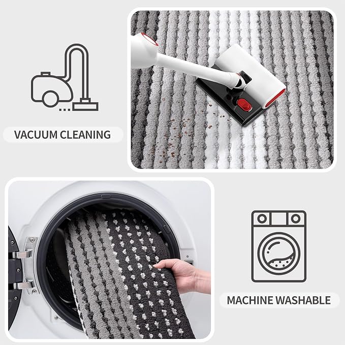 Kitinjoy Indoor Outdoor Door Mat, 59x36 Non-Slip Absorbent Dirt Trapper