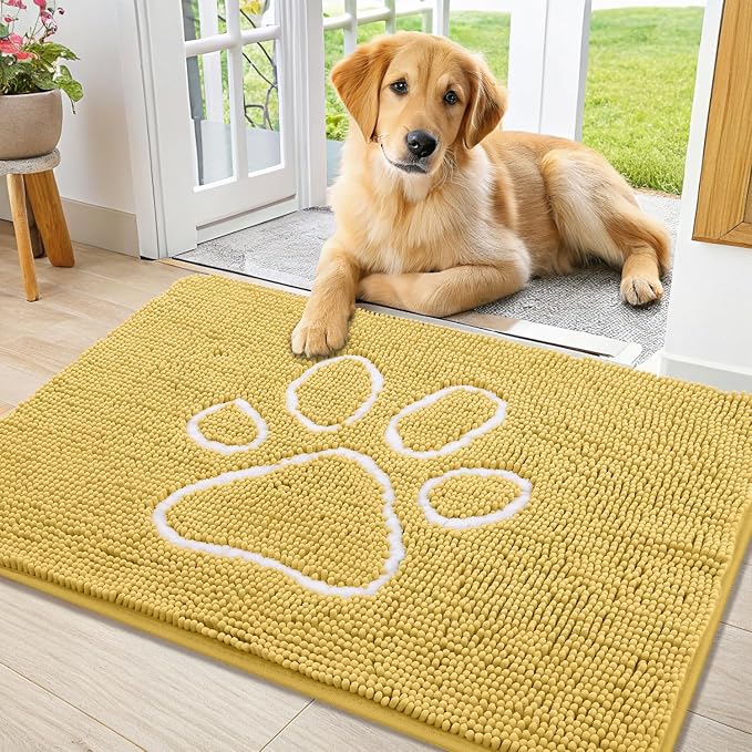 Smiry Dog Door Mat for Muddy Paws, Absorbent Dirt Trapper Non Slip Quick Dry