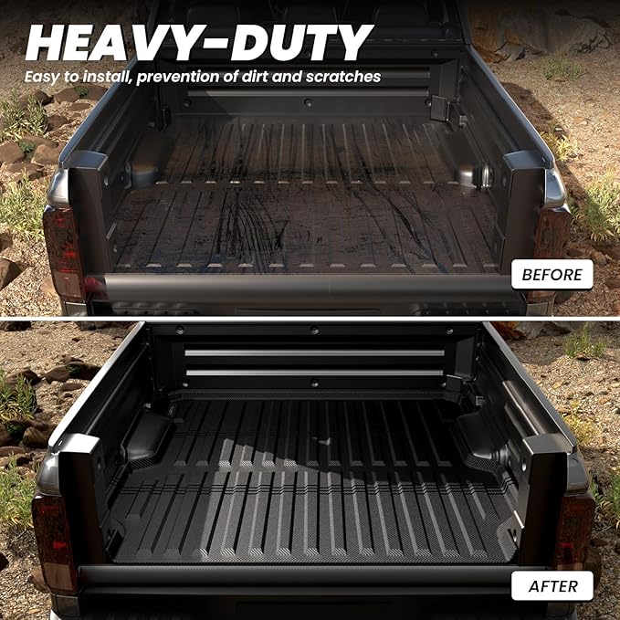 LASFIT Truck Bed Mat for Honda Ridgeline 2026 2025 2024 2023 2022 2021 2020 2019 2018 2017 5.3FT (64.0 in) Bed Mat, TPE All Weather Custom Fit Truck Cargo Bed Liner, Black