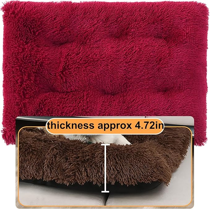 Dog Crate Mat, Dog Bed for Large Dogs, Comfy Fluffy Kennel Pad Anti-Slip for Dog beds & Furniture, Quilted Dog Bed for Pets for Medium/Small Dogs Cats (Color : Red, Size : 36x25)