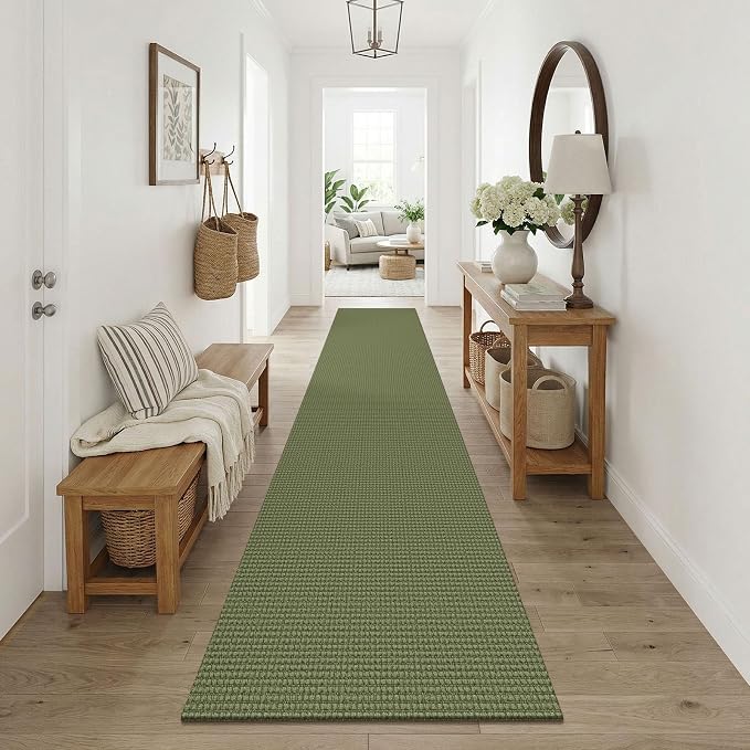 KOZYFLY Cotton Runners Rugs for Hallway 2.5'x10', Washable Runner Rug, Woven