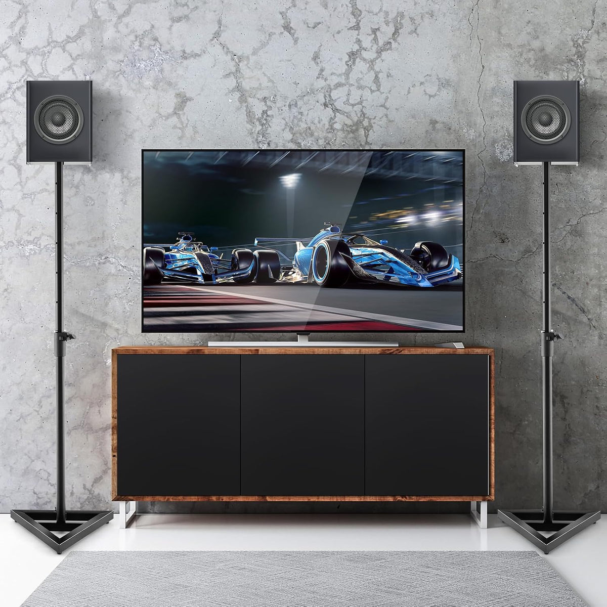 S AFSTAR Speaker Stands Pair, Height Adjustable Floor Speaker Stands with Cable Management, Surround Sound Speaker Stand for Bookshelf Speakers, Universal Studio Monitor Stands for Home & Office