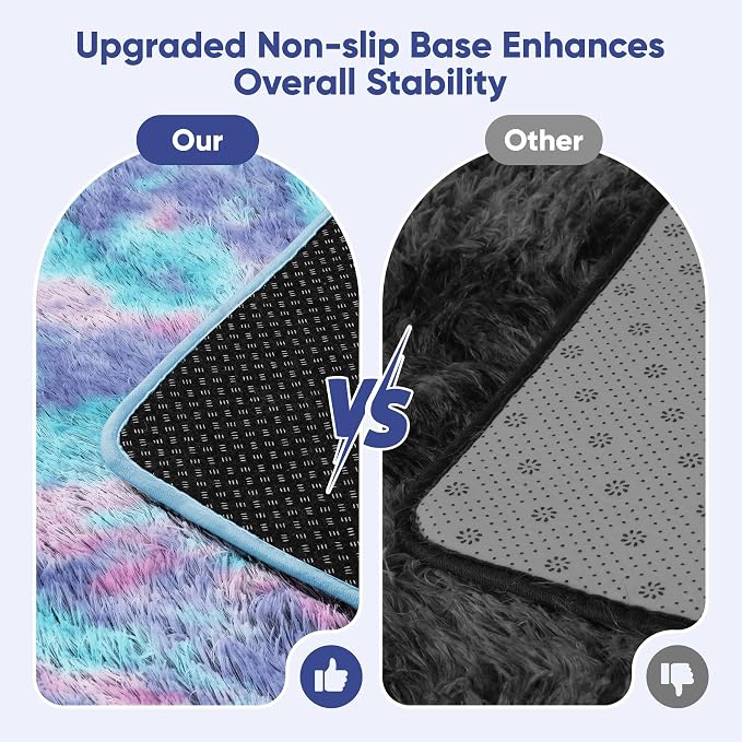 Rainbow Fluffy Rugs for Girls Bedroom: 5x7 Large Shag High Pile Area Rug