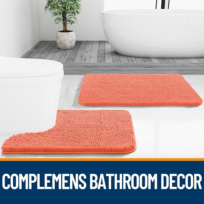 OLANLY Small Bathroom Rugs 24x16, Extra Soft Absorbent Chenille Bath Rugs