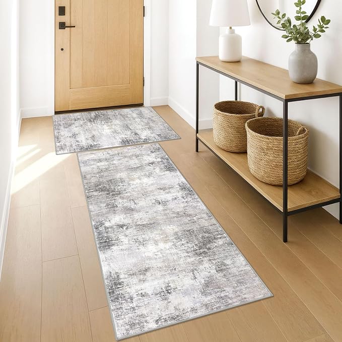 IOHOUZE Abstract Area Rugs and Runners Sets 2x3 and 2x5 Ft, Washable Entryway