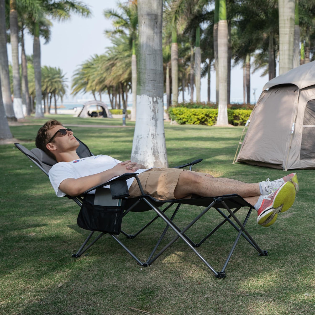 apollo walker Reclining Beach Chair, 90-135° Adjustable Grey