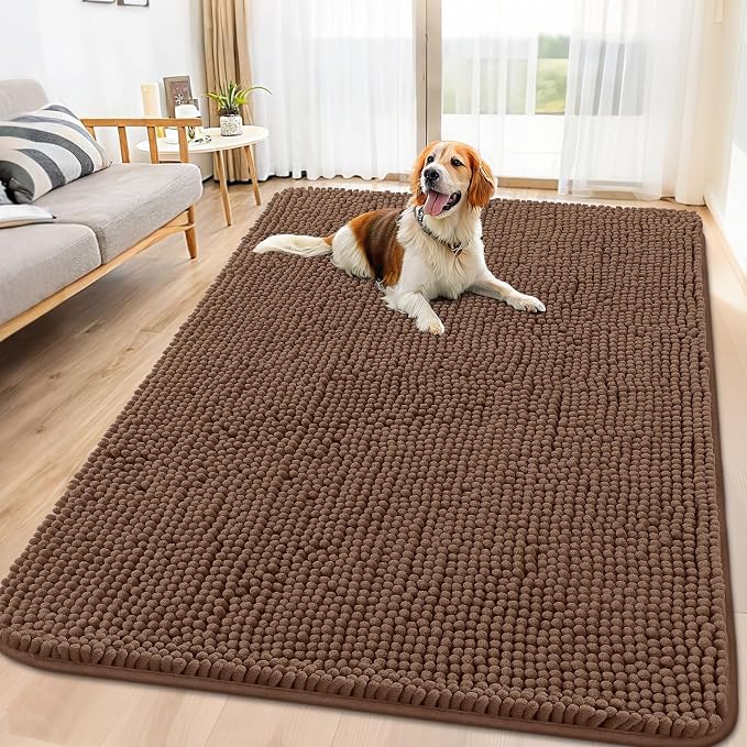 Smiry Dog Door Mat for Muddy Paws 71x46, Absorbent Dirt Trapper, Non-Slip