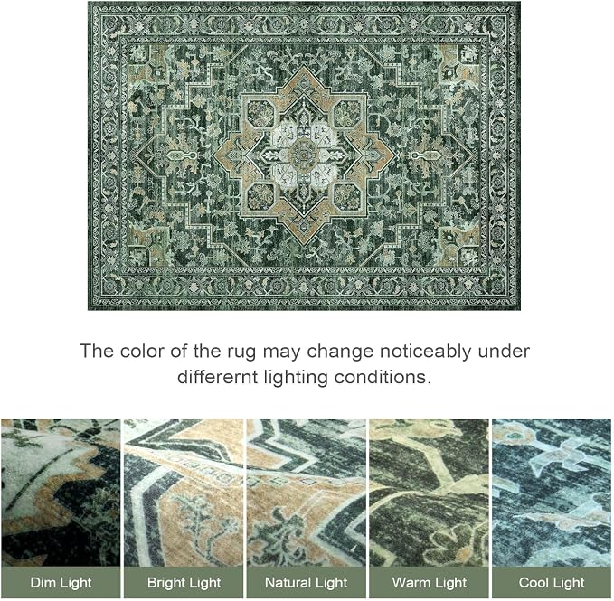 Lofus 8x10 Washable Rugs Non-Slip, Vintage Floral Area Rug