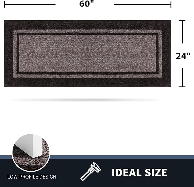 PURRUGS Dirt Trapping Door Mat 24" x 60", Non-Slip Machine Washable Entryway Rug