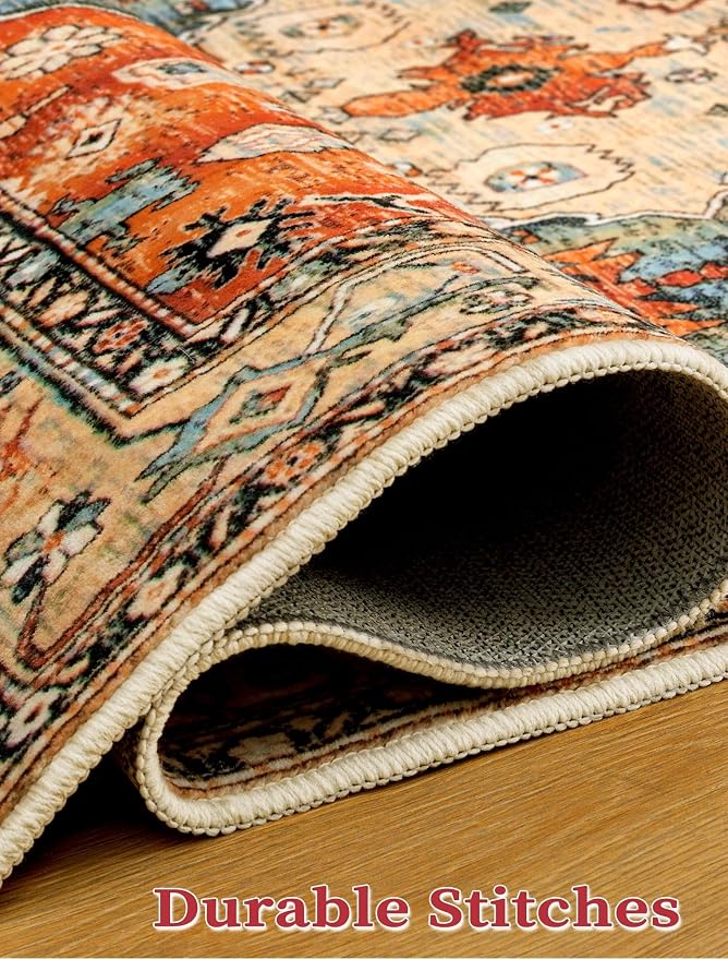 SERISSA Boho Kitchen Runner Rug, 3x7 Washable Non-Slip Runner Rug