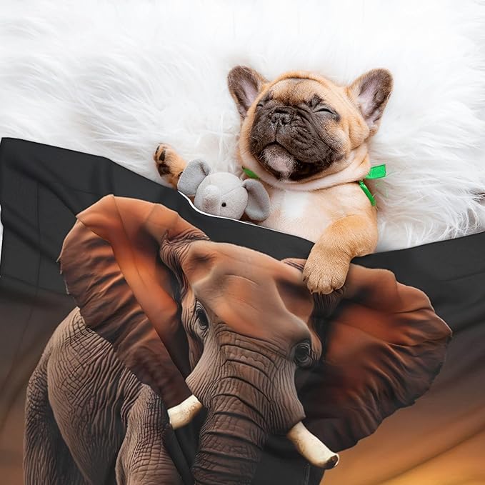Waterproof Dog Blanket Soft Pet Blanket for Puppy Cat, Fleece Cat Throw Blankets for Furniture Bed Couch Sofa Reversible - Elephant Sunset in Kenya